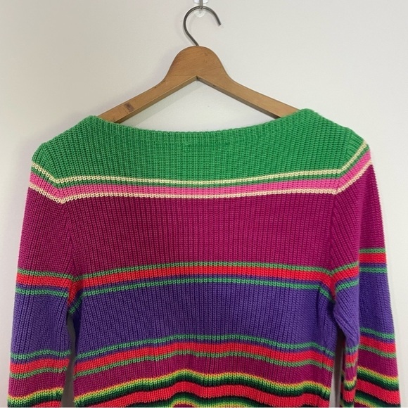 [Ralph Lauren] Women's 90s Y2K Multi Colored Striped Knit Boatneck Sweater - Picture 7 of 7